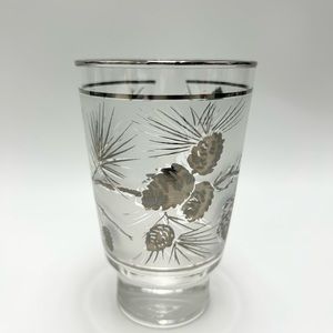 Libbey - Vintage (1970s) Silver Pinecone Tumbler Christmas Glass.